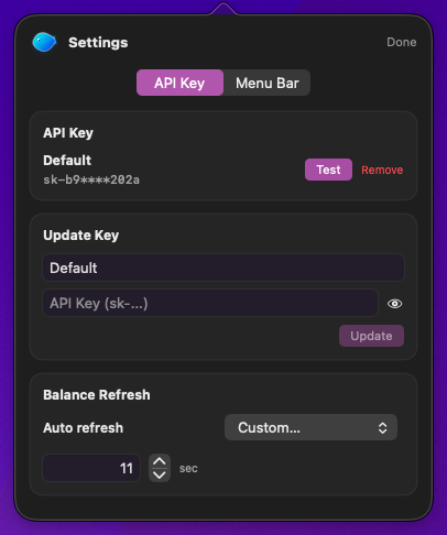 DeepSeek Monitor API settings